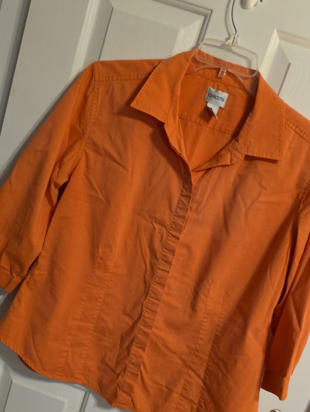 Chico's Coral Peach Button-Front Collar Shirt Size 2 (L)